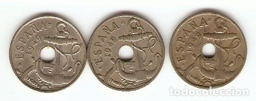 Monedas Franco: TRES MONEDAS DE 50 CENTIMOS EMISION 1949