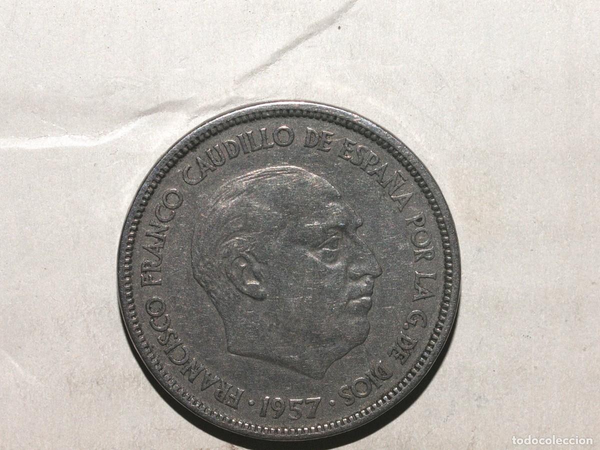 Monedas Franco: MONEDA DE 25 PESETAS DE 1957 ESTRELLAS 19 - 61 ERRORES ACU&Ntilde;ACION