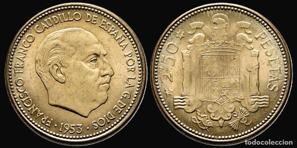 Monedas Franco: SPAIN 2,50 PESETAS 1953*54 UNC