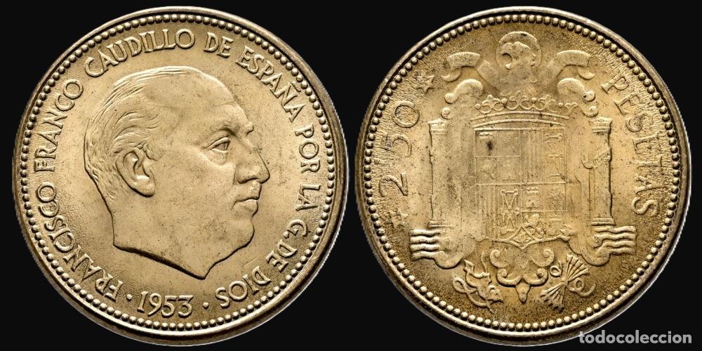 Monedas Franco: SPAIN 2,50 PESETAS 1953*54 UNC