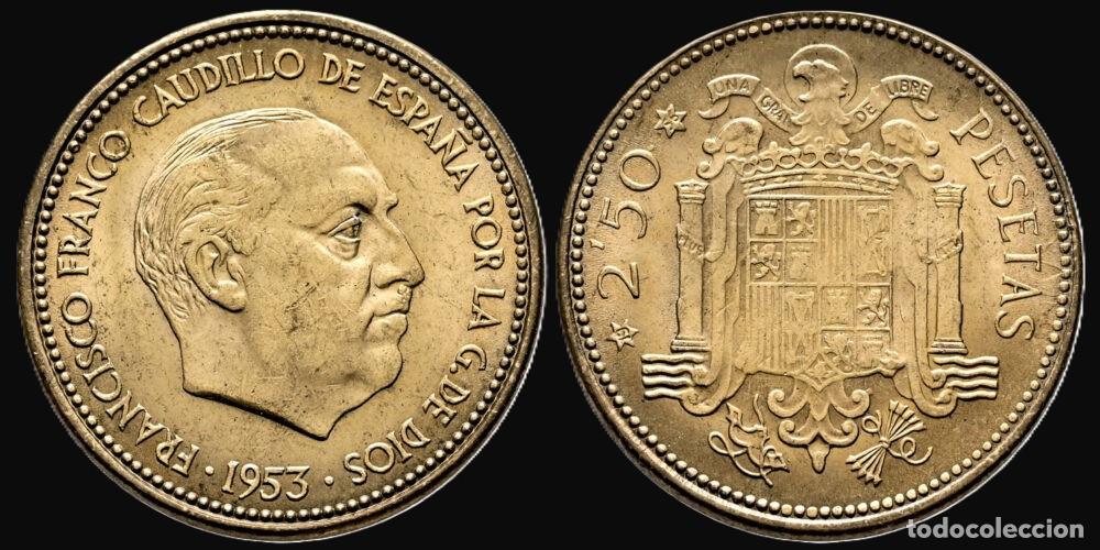 Monedas Franco: SPAIN 2,50 PESETAS 1953*56 UNC