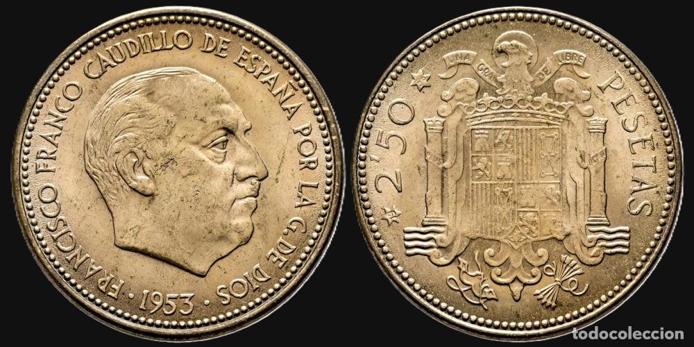 Monedas Franco: SPAIN 2,50 PESETAS 1953*56 UNC