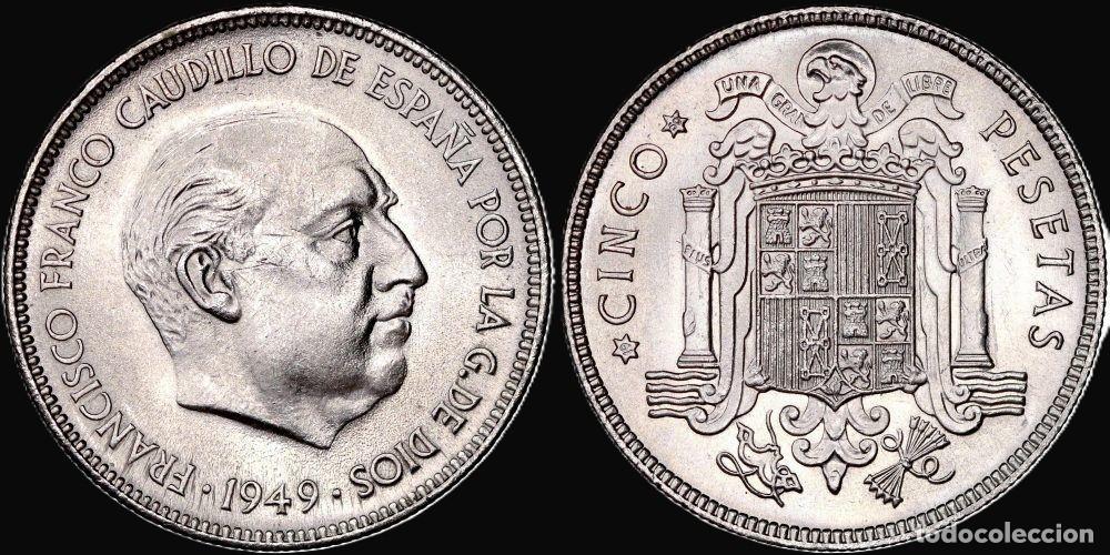 Monedas Franco: SPAIN 5 PESETAS 1949*19-50 UNC