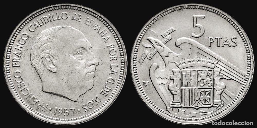 Monedas Franco: SPAIN 5 PESETAS 1957*58 VERY GOOD CONDICTION