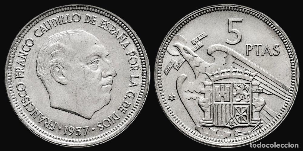 Monedas Franco: SPAIN 5 PESETAS 1957*58 VERY GOOD CONDITION