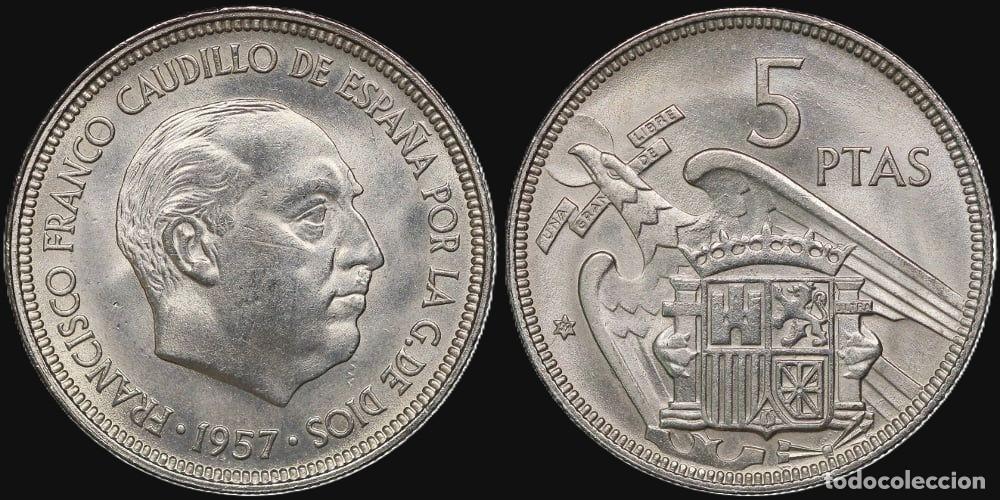 Monedas Franco: SPAIN 5 PESETAS 1957*59 UNC