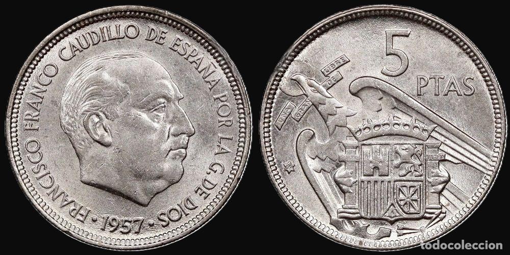 Monedas Franco: SPAIN 5 PESETAS 1957*59 UNC