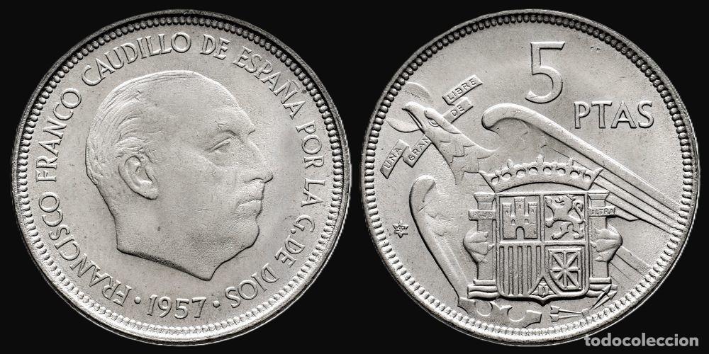Monedas Franco: SPAIN 5 PESETAS 1957*59 VERY GOOD CONDITION
