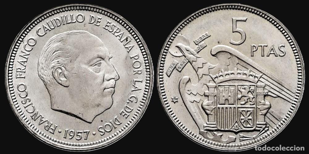 Monedas Franco: SPAIN 5 PESETAS 1957*59 VERY GOOD CONDITION