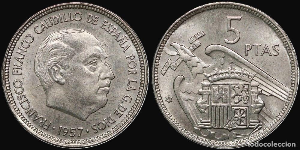 Monedas Franco: SPAIN 5 PESETAS 1957*60 UNC