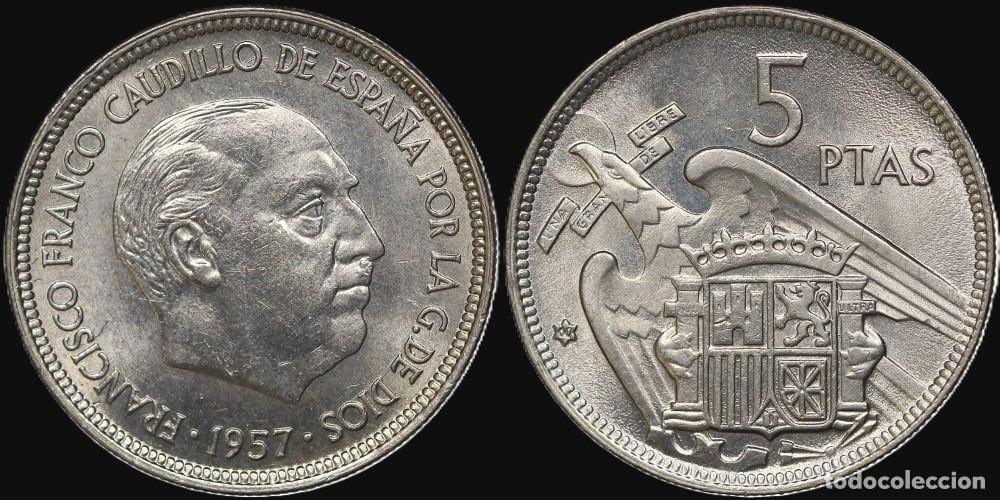 Monedas Franco: SPAIN 5 PESETAS 1957*60 UNC