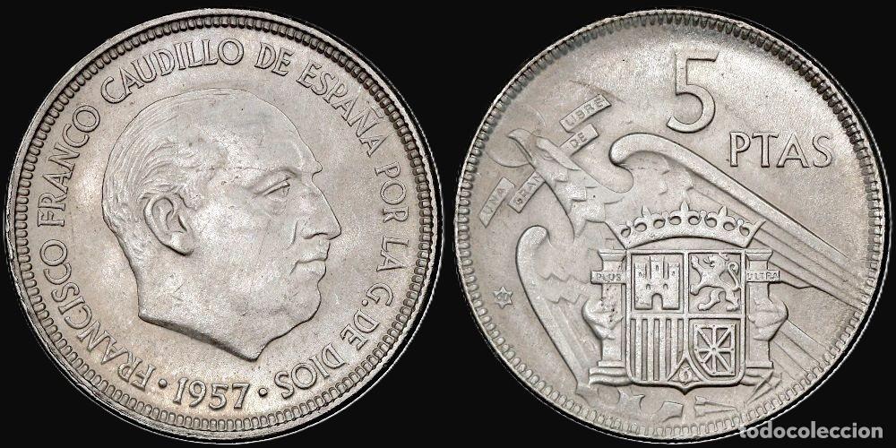 Monedas Franco: SPAIN 5 PESETAS 1957*60 VERY GOOD CONDITION