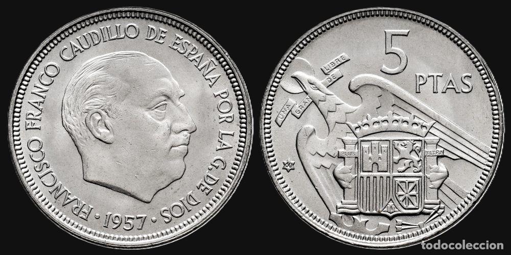 Monedas Franco: SPAIN 5 PESETAS 1957*60 VERY GOOD CONDITION