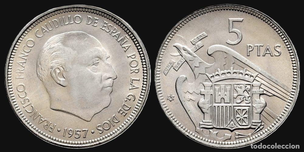 Monedas Franco: SPAIN 5 PESETAS 1957*62 UNC
