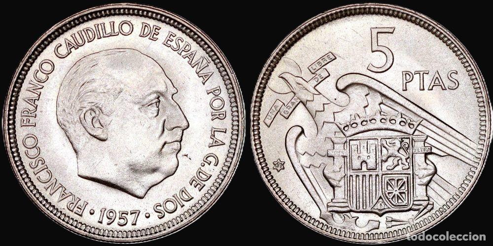 Monedas Franco: SPAIN 5 PESETAS 1957*61 UNC
