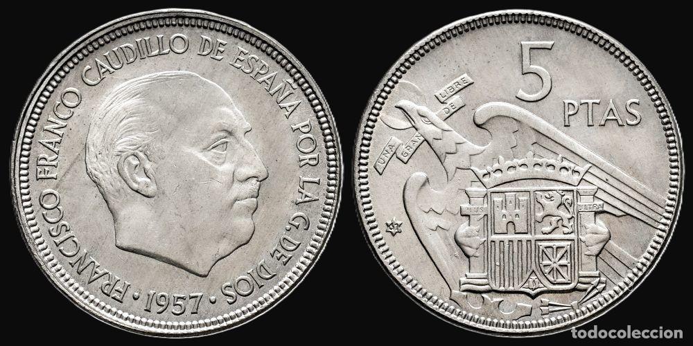 Monedas Franco: SPAIN 5 PESETAS 1957*61 UNC