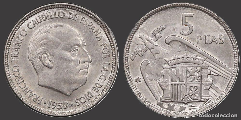 Monedas Franco: SPAIN 5 PESETAS 1957*63 UNC
