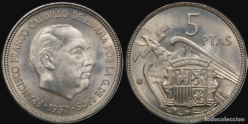 Monedas Franco: SPAIN 5 PESETAS 1957*64 UNC