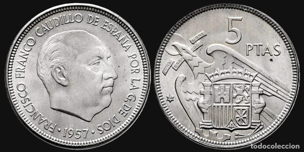 Monedas Franco: SPAIN 5 PESETAS 1957*64 UNC