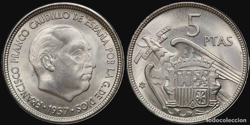 Monedas Franco: SPAIN 5 PESETAS 1957*65 UNC