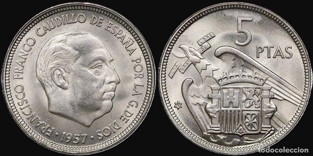 Monedas Franco: SPAIN 5 PESETAS 1957*65 UNC