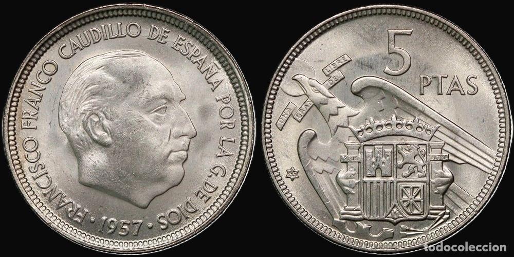 Monedas Franco: SPAIN 5 PESETAS 1957*65 UNC