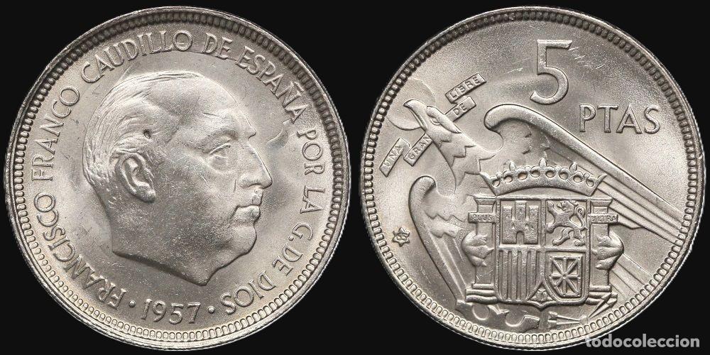 Monedas Franco: SPAIN 5 PESETAS 1957*65 UNC