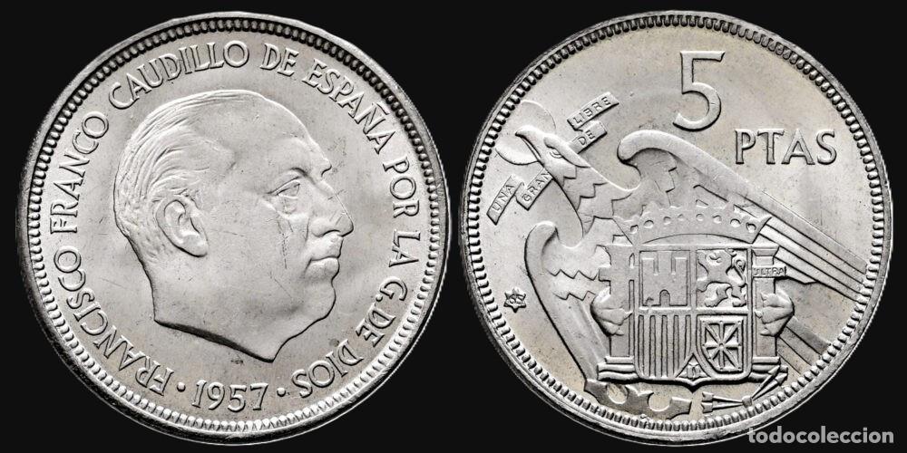Monedas Franco: SPAIN 5 PESETAS 1957*65 UNC