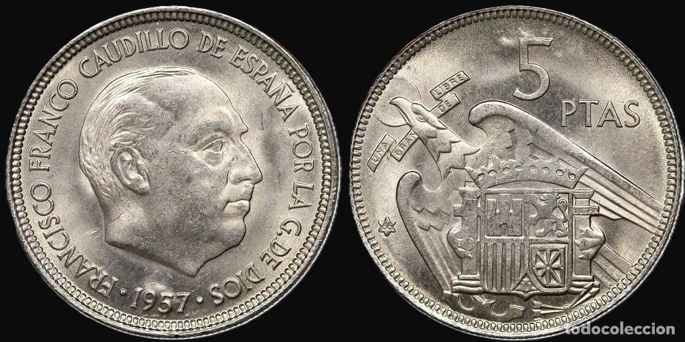 Monedas Franco: SPAIN 5 PESETAS 1957*66 UNC