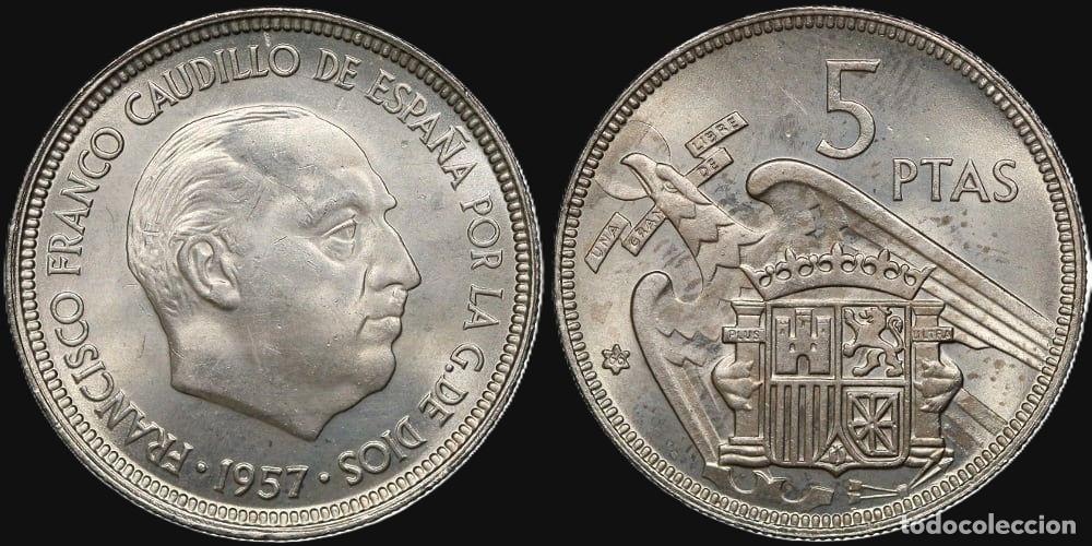 Monedas Franco: SPAIN 5 PESETAS 1957*66 UNC