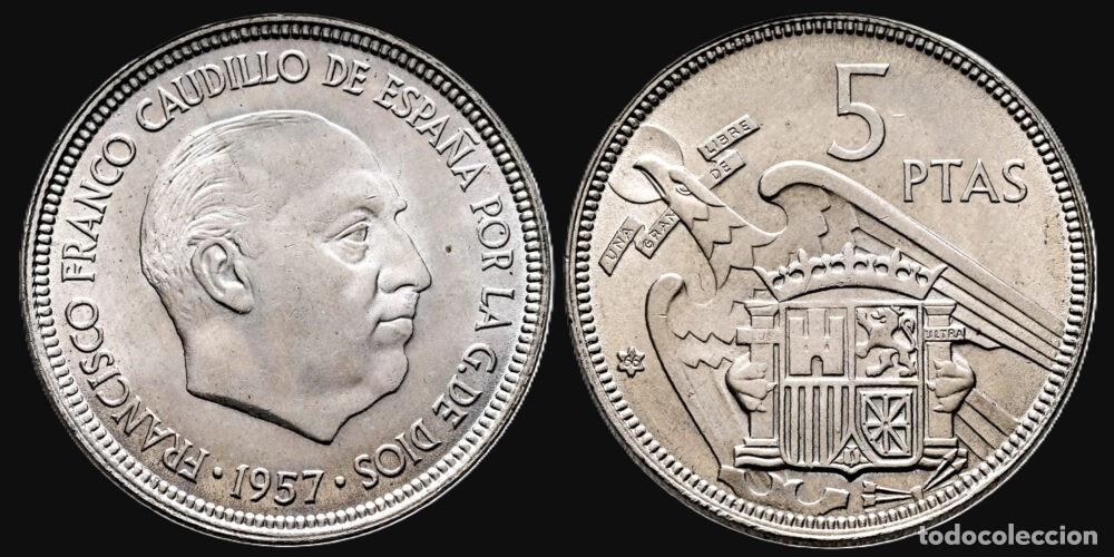 Monedas Franco: SPAIN 5 PESETAS 1957*66 UNC