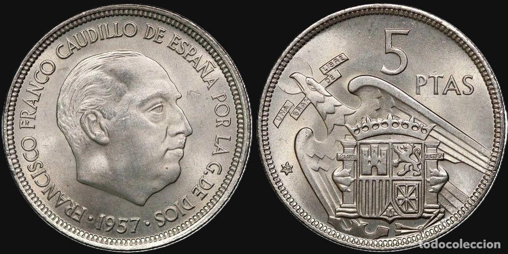 Monedas Franco: SPAIN 5 PESETAS 1957*67 UNC