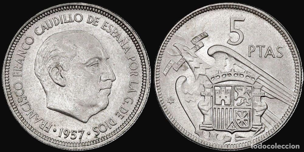Monedas Franco: SPAIN 5 PESETAS 1957*67 VERY GOOD CONDITION