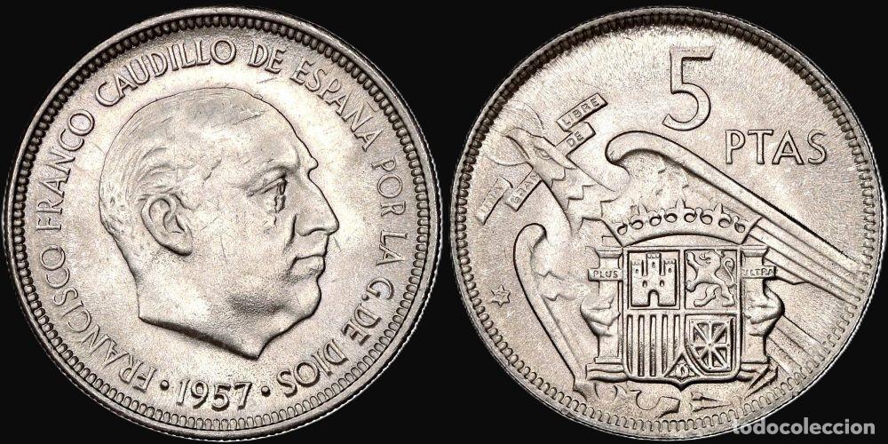 Monedas Franco: SPAIN 5 PESETAS 1957*67 UNC