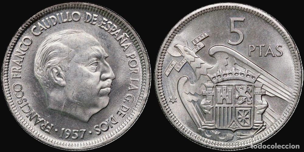 Monedas Franco: SPAIN 5 PESETAS 1957*68 UNC