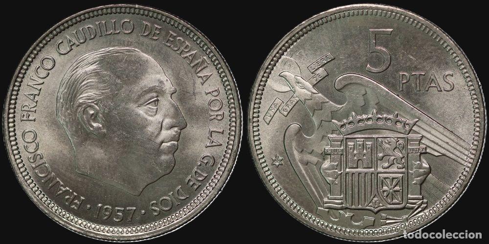 Monedas Franco: SPAIN 5 PESETAS 1957*68 VERY GOOD CONDITION