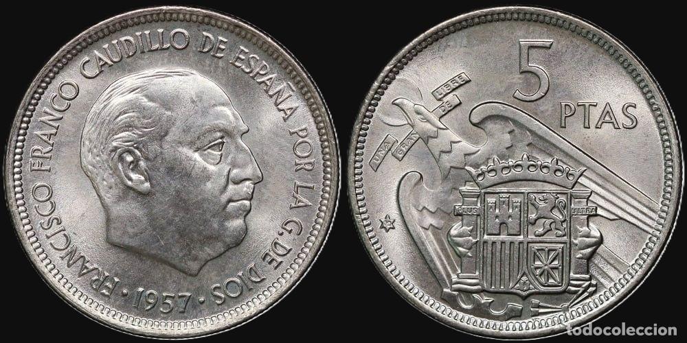 Monedas Franco: SPAIN 5 PESETAS 1957*70 UNC