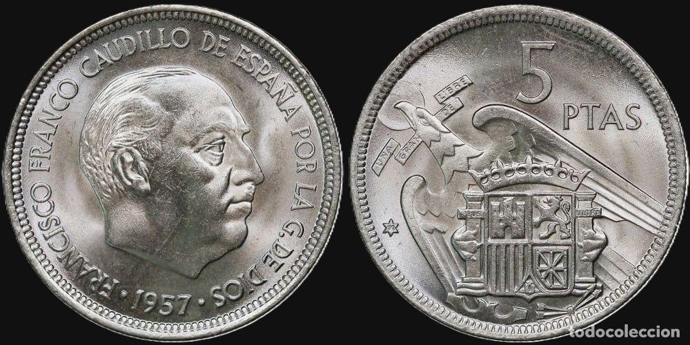 Monedas Franco: SPAIN 5 PESETAS 1957*71 UNC