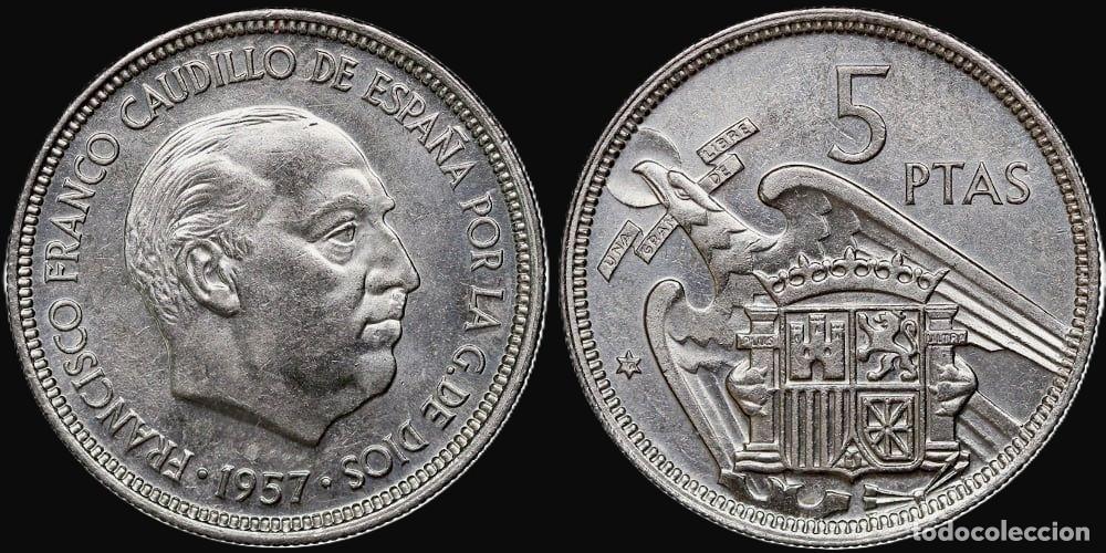 Monedas Franco: SPAIN 5 PESETAS 1957*72 UNC