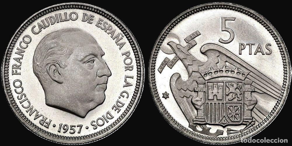 Monedas Franco: SPAIN 5 PESETAS 1957*72 PROFF