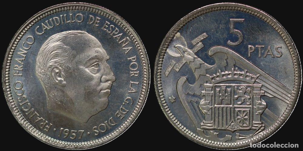 Monedas Franco: SPAIN 5 PESETAS 1957*73 UNC