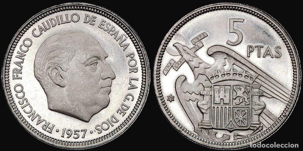 Monedas Franco: SPAIN 5 PESETAS 1957*73 PROFF