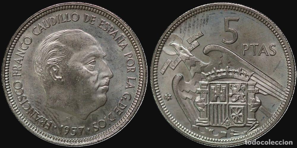 Monedas Franco: SPAIN 5 PESETAS 1957*74 UNC
