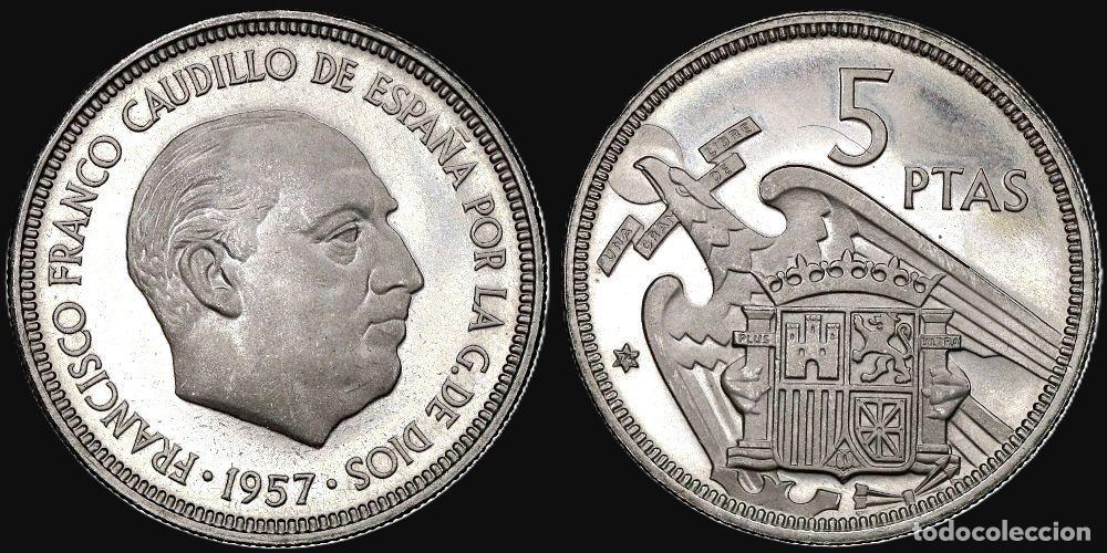 Monedas Franco: SPAIN 5 PESETAS 1957*74 PROFF
