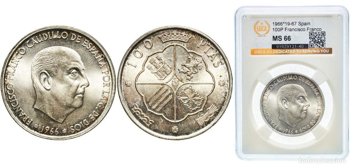 Monedas Franco: Spain Nationalist Government 1966 19-67 100 Pesetas - Francisco Franco Silver (.800) Madrid Mint (