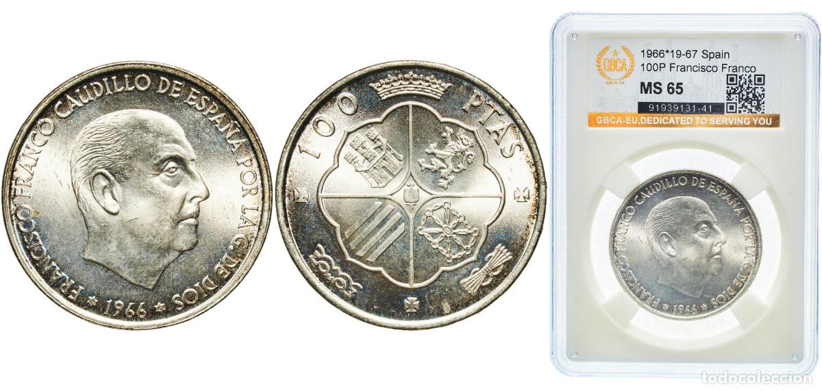 Monedas Franco: Spain Nationalist Government 1966 19-67 100 Pesetas - Francisco Franco Silver (.800) Madrid Mint (