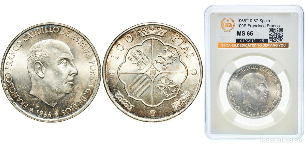 Monedas Franco: Spain Nationalist Government 1966 19-67 100 Pesetas - Francisco Franco Silver (.800) Madrid Mint (