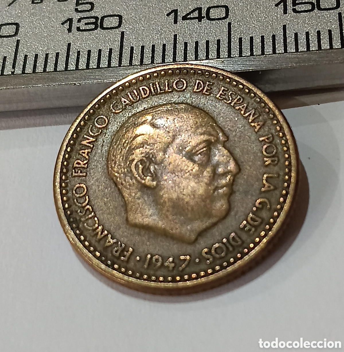 Monedas Franco: Preciosa Moneda 1 Peseta 1947 *56 S/C p&aacute;tina Muy dif&iacute;cil en este estado de Conversaci&oacute;n.