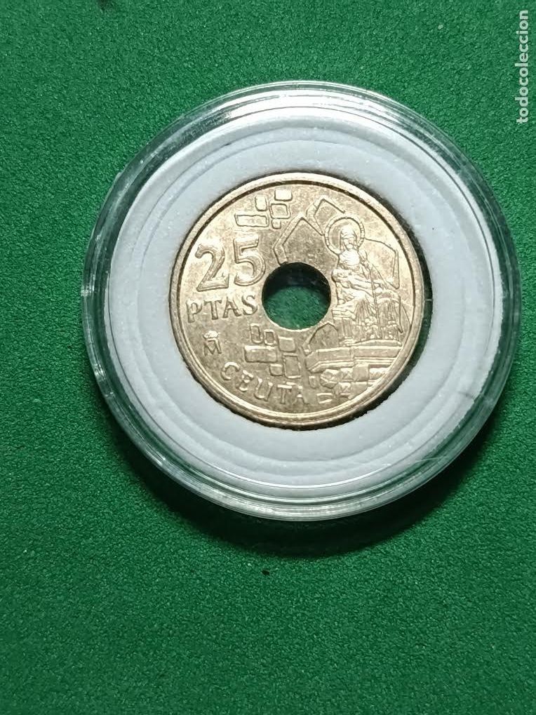 Monete Franco: Moneda 25 Ptas 1998 Ceuta , Con errores