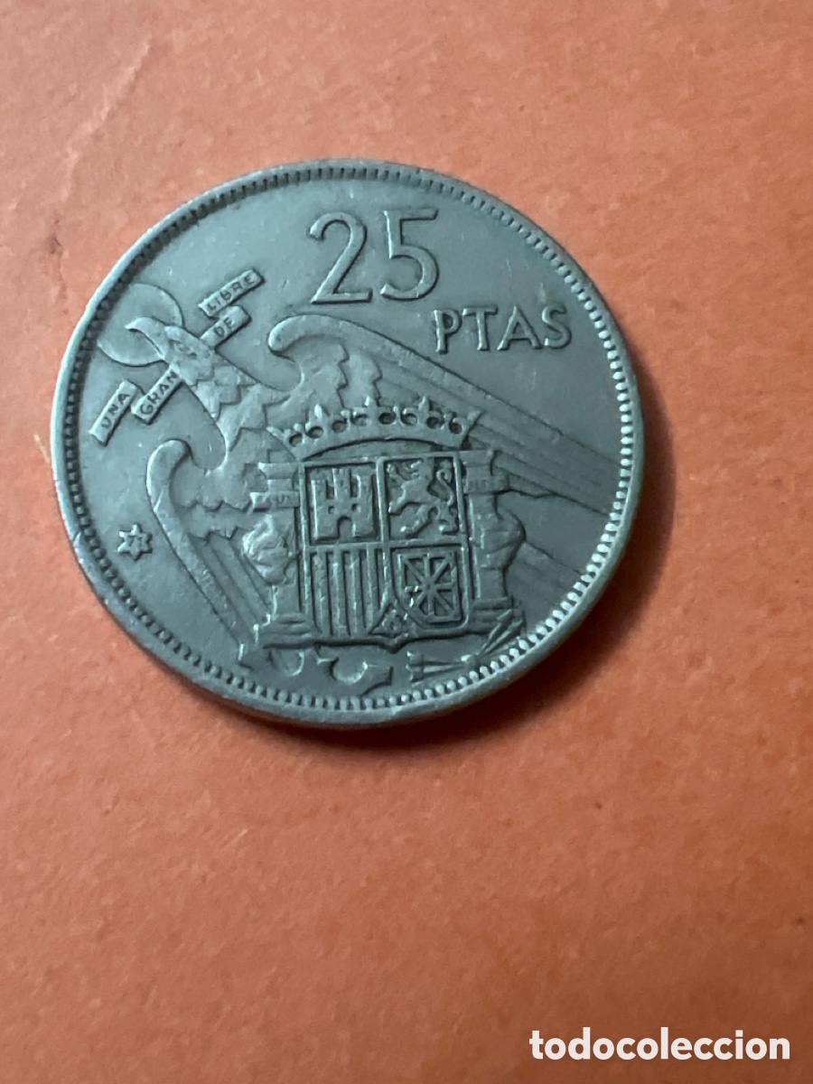 Monedas Franco: C563. Moneda 25 Ptas 1957*71 E Espa&ntilde;ol. - Foto 2